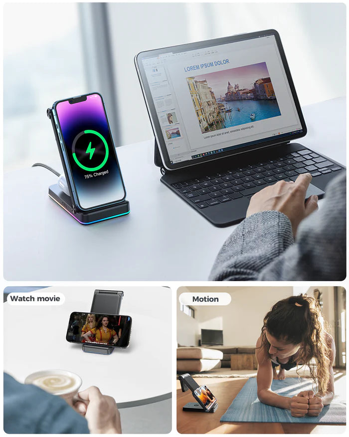 Joyroom Jr-wqn01 15w 3in1 Foldable Wireless Charging Station Joyroom Jr-wqn01 15w 3in1 Foldable Wireless Charging Station